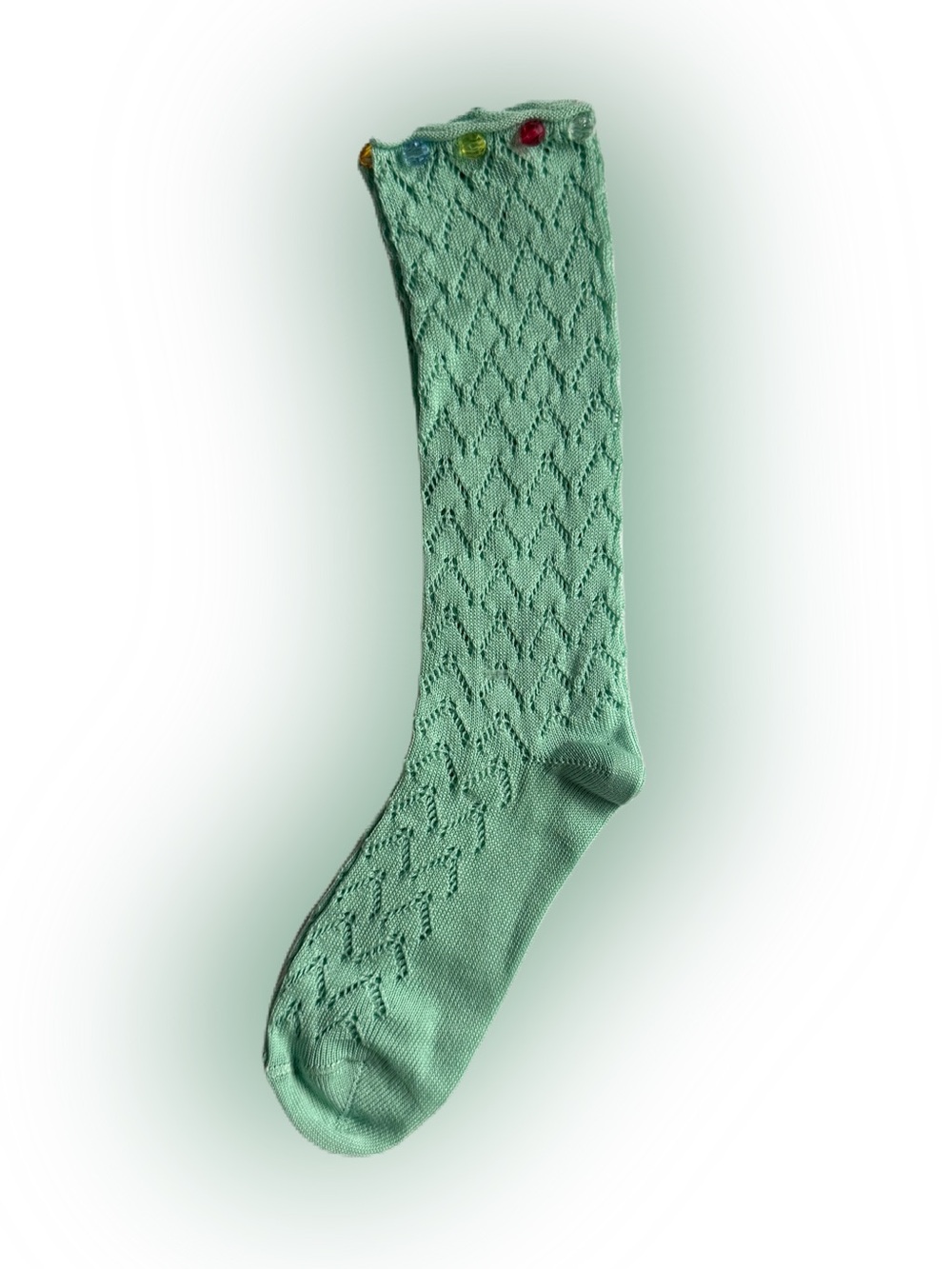 Maria La Rosa Socks Green Crochet Beaded New